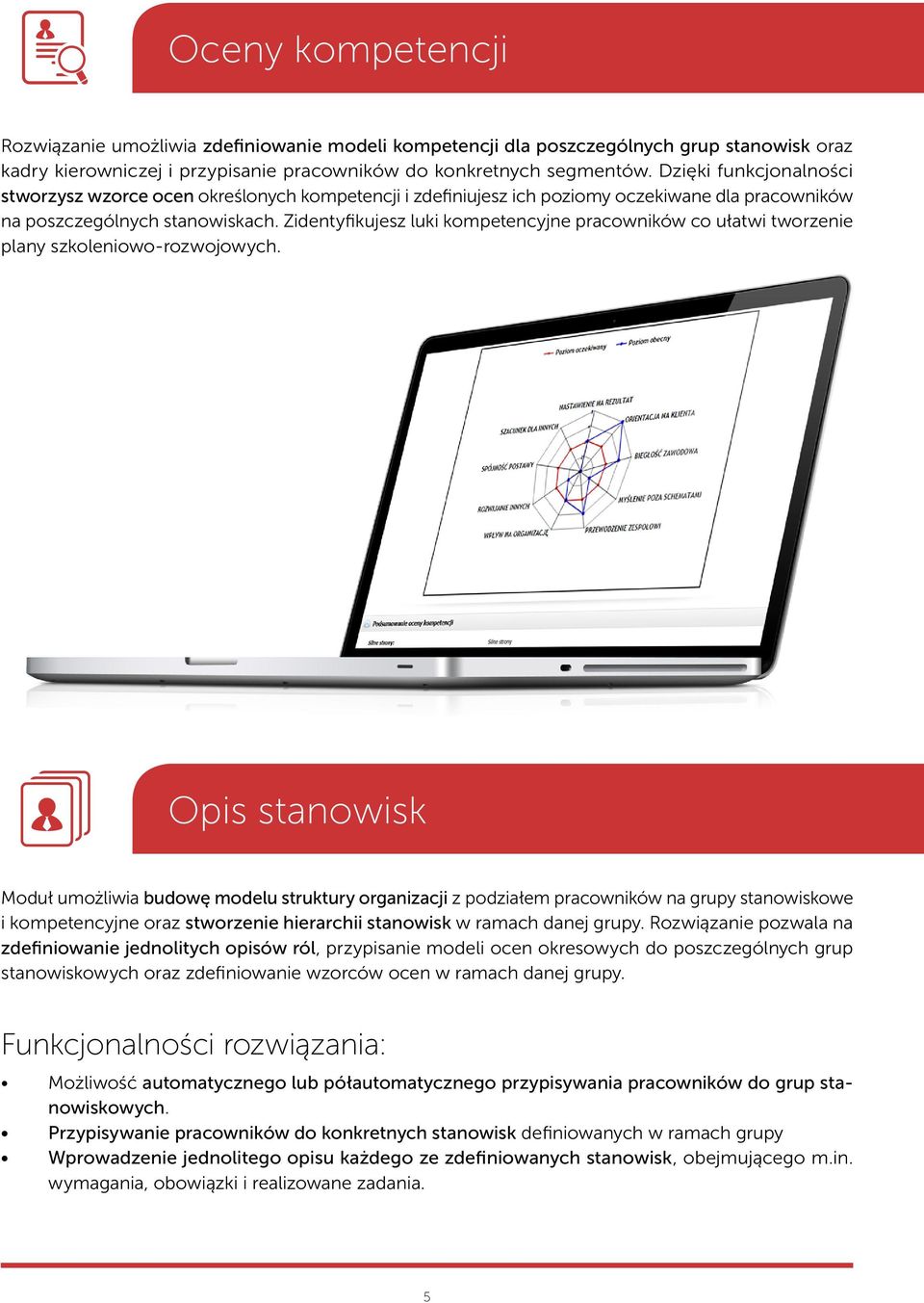 Zidentyfikujesz luki kompetencyjne pracowników co ułatwi tworzenie plany szkoleniowo-rozwojowych.