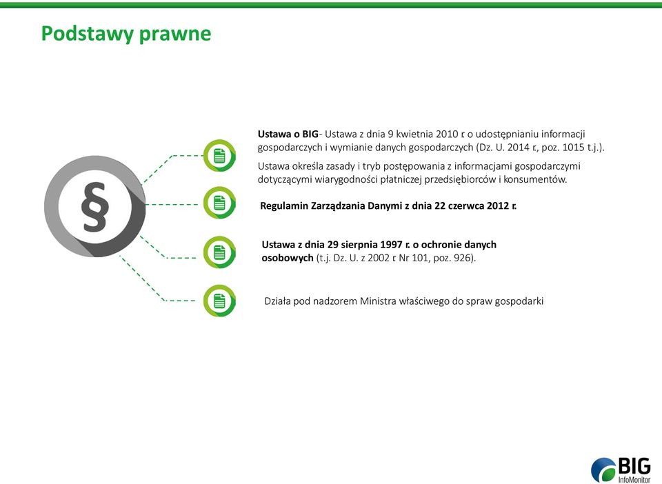 Ustawa określa zasady i tryb postępowania z informacjami gospodarczymi dotyczącymi wiarygodności płatniczej przedsiębiorców i