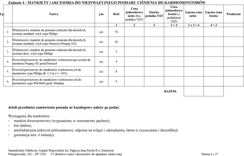 Wielorazowy mankiet do pomiaru ciśnienia dla dorosłych, rozmiar standard, wtyk typu Protocol (Propaq 102) Wielorazowy mankiet do pomiaru ciśnienia dla dorosłych, rozmiar duży, wtyk typu Philips