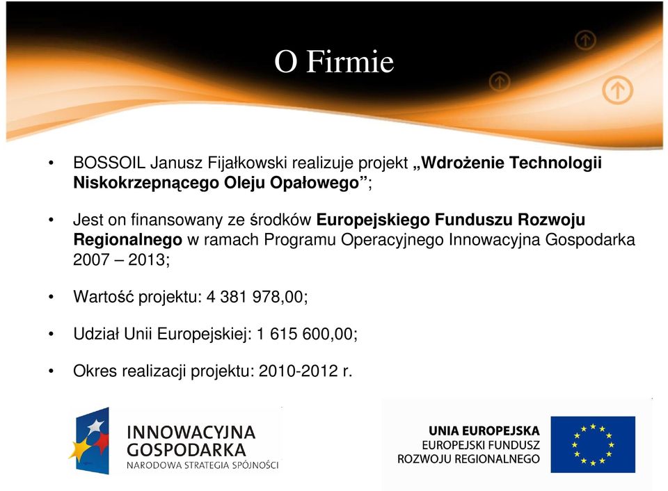 Rozwoju Regionalnego w ramach Programu Operacyjnego Innowacyjna Gospodarka 2007 2013;