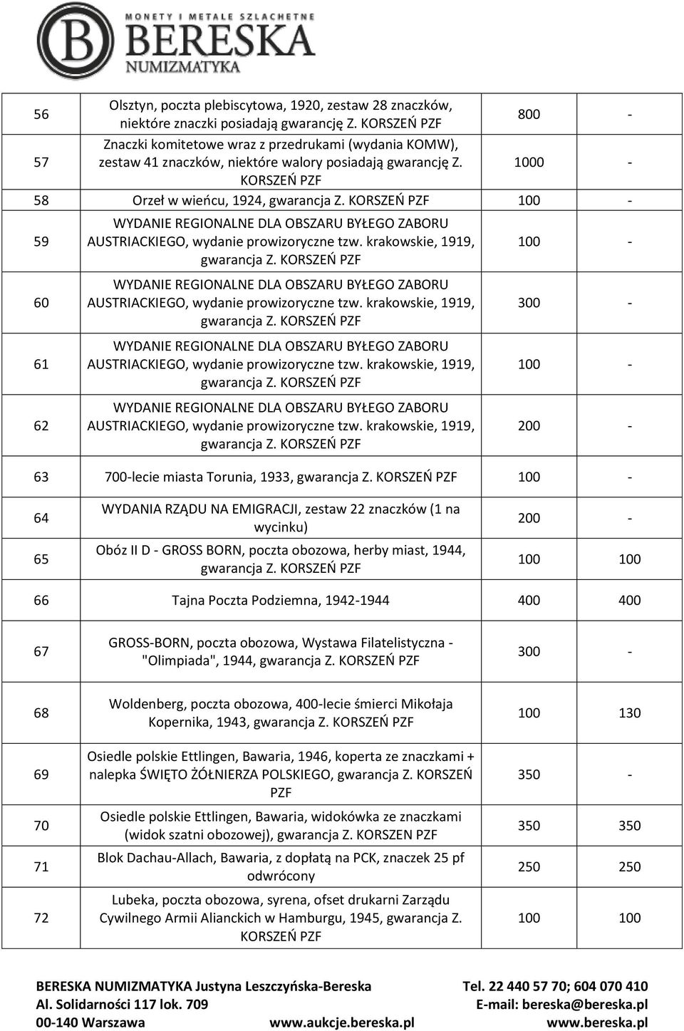 59 60 61 62 gwarancja Z. gwarancja Z. gwarancja Z. gwarancja Z. 200-63 700-lecie miasta Torunia, 1933, gwarancja Z.