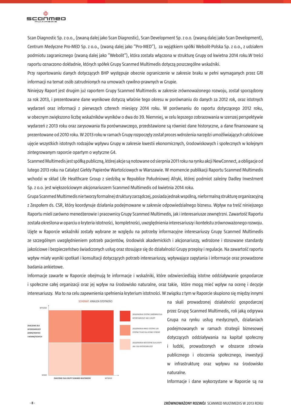 w treści raportu oznaczono dokładnie, których spółek Grupy Scanmed Multimedis dotyczą poszczególne wskaźniki.