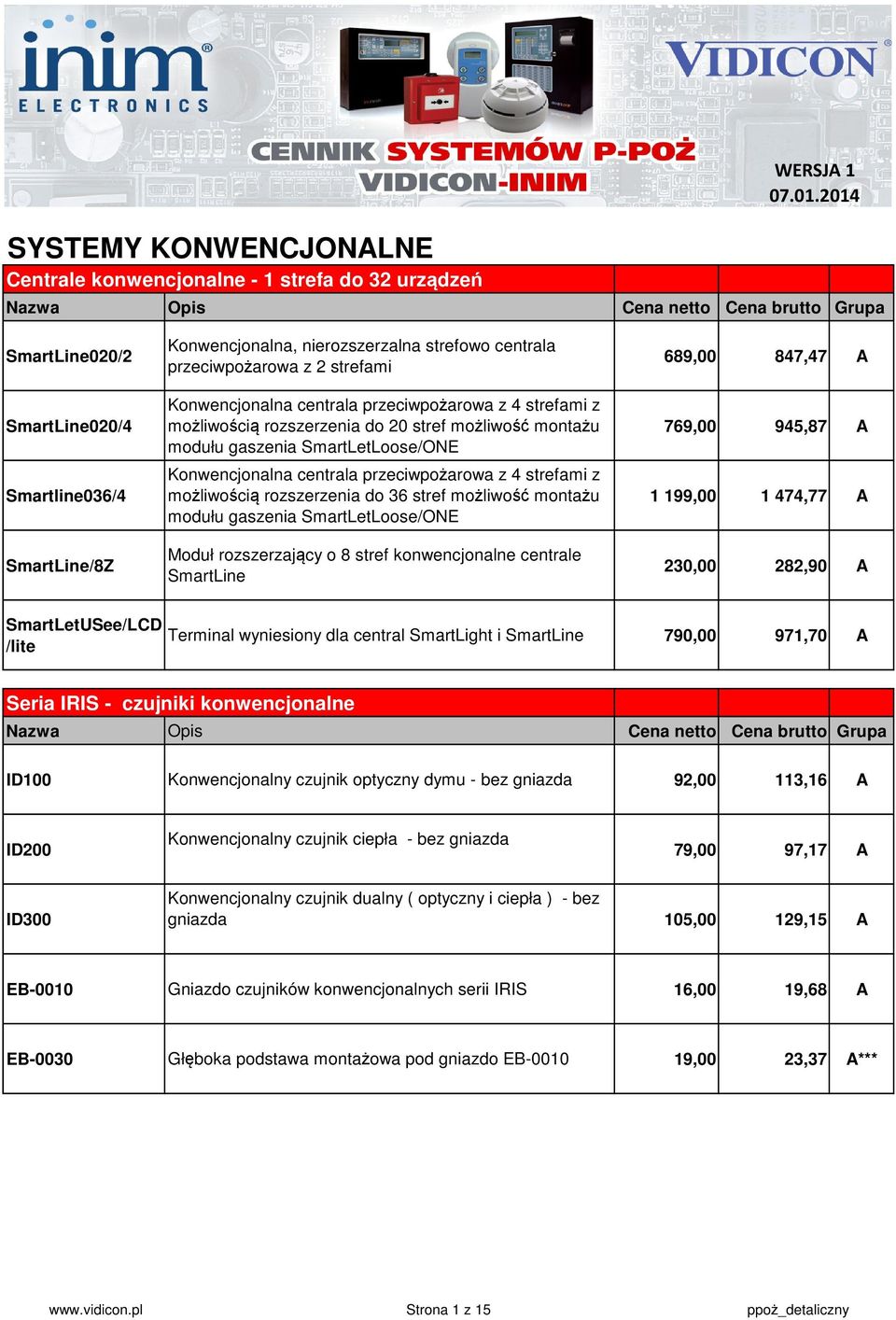 możliwością rozszerzenia do 20 stref możliwość montażu modułu gaszenia SmartLetLoose/ONE Konwencjonalna centrala przeciwpożarowa z 4 strefami z możliwością rozszerzenia do 36 stref możliwość montażu