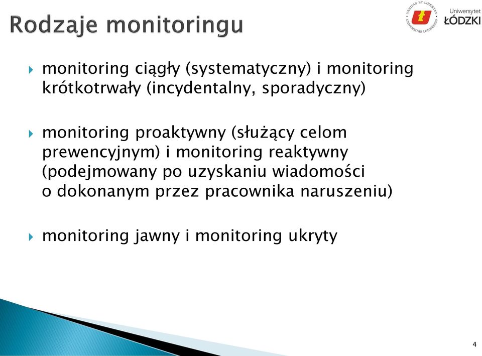 prewencyjnym) i monitoring reaktywny (podejmowany po uzyskaniu