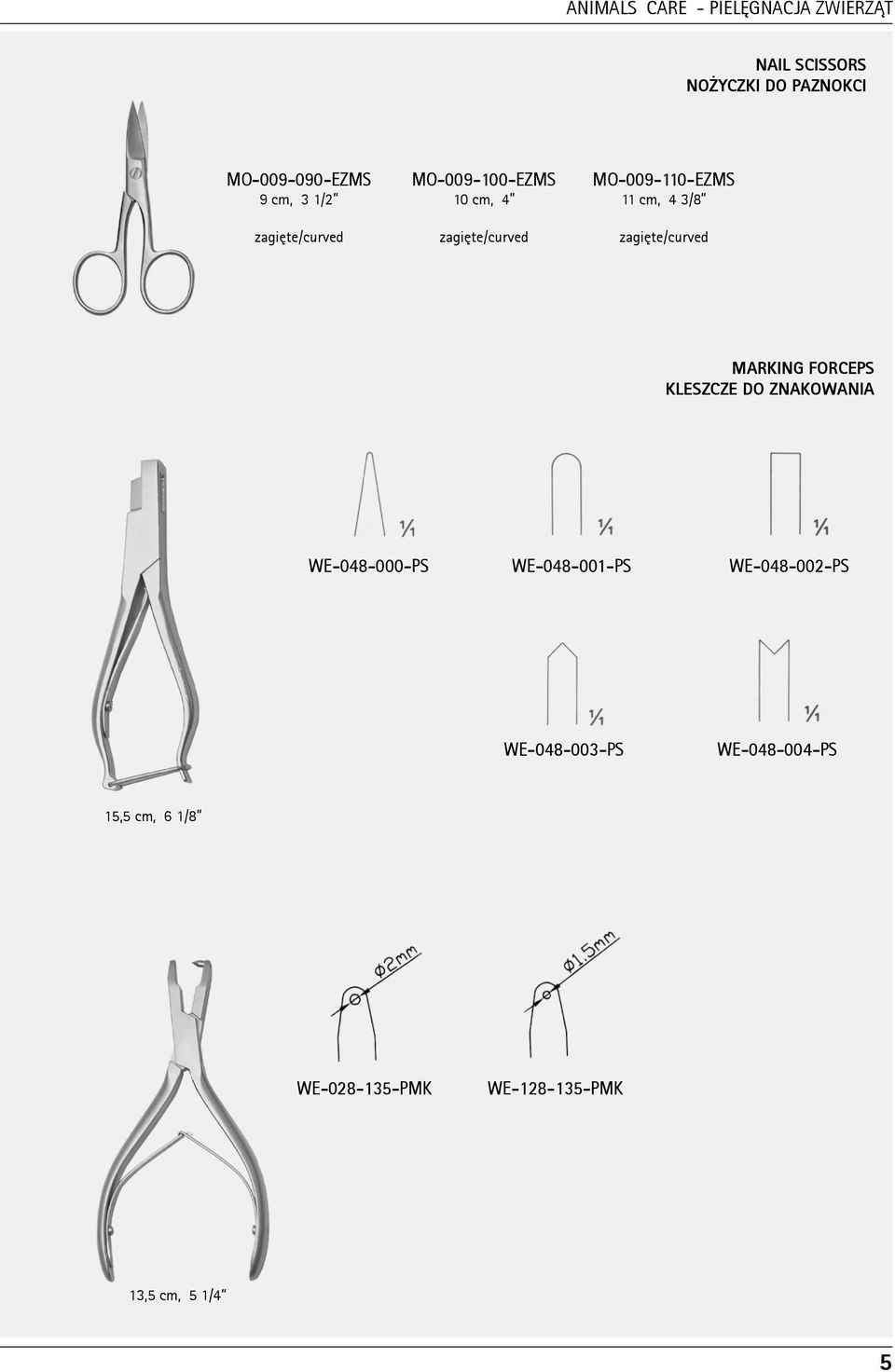 3/8 zagiête/curved MARKING FORCEPS KLESZCZE DO ZNAKOWANIA WE-048-000-PS WE-048-001-PS