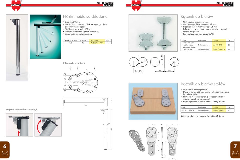 mm Ø w mm Art. numer Op. 705 50 A0683 361 020 1 Opis Wykonanie Art. nr Op.