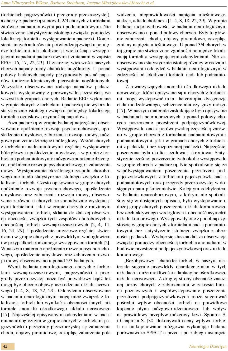 Nie stwierdzono statystycznie istotnego związku pomiędzy lokalizacją torbieli a występowaniem padaczki.