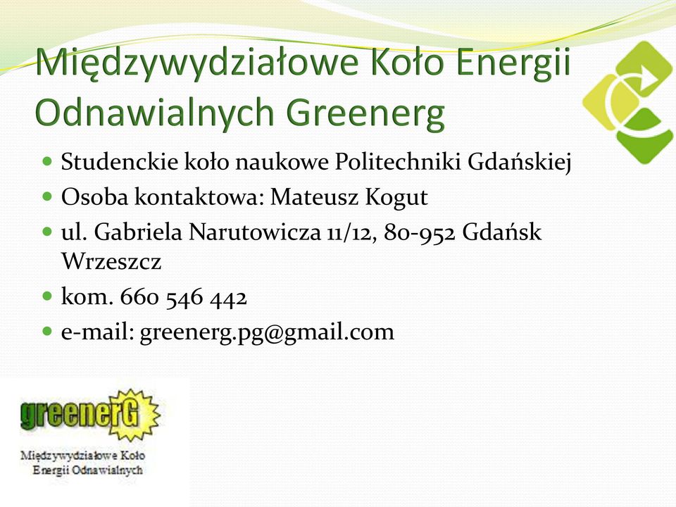 kontaktowa: Mateusz Kogut ul.