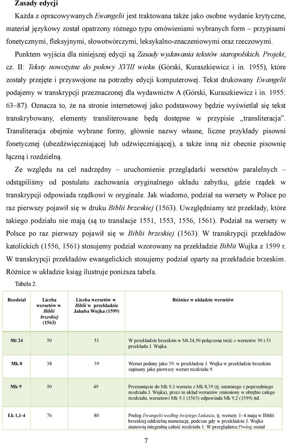 II: Teksty nowożytne do połowy XVIII wieku (Górski, Kuraszkiewicz i in. 1955), które zostały przejęte i przyswojone na potrzeby edycji komputerowej.
