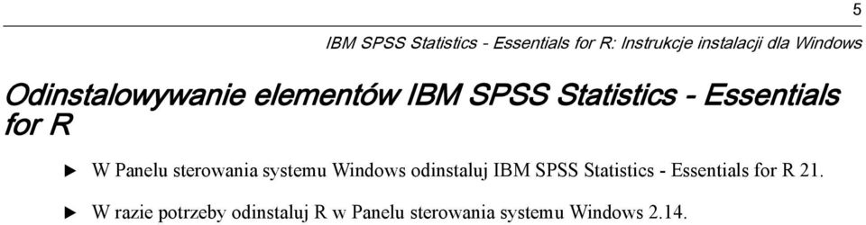 sterowania systemu Windows odinstaluj IBM SPSS Statistics - ssentials for