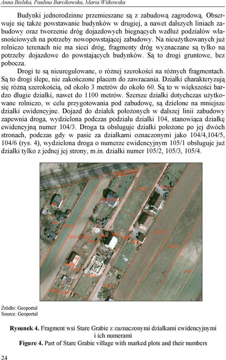 Na nieużytkowanych już rolniczo terenach nie ma sieci dróg, fragmenty dróg wyznaczane są tylko na potrzeby dojazdowe do powstających budynków. Są to drogi gruntowe, bez pobocza.