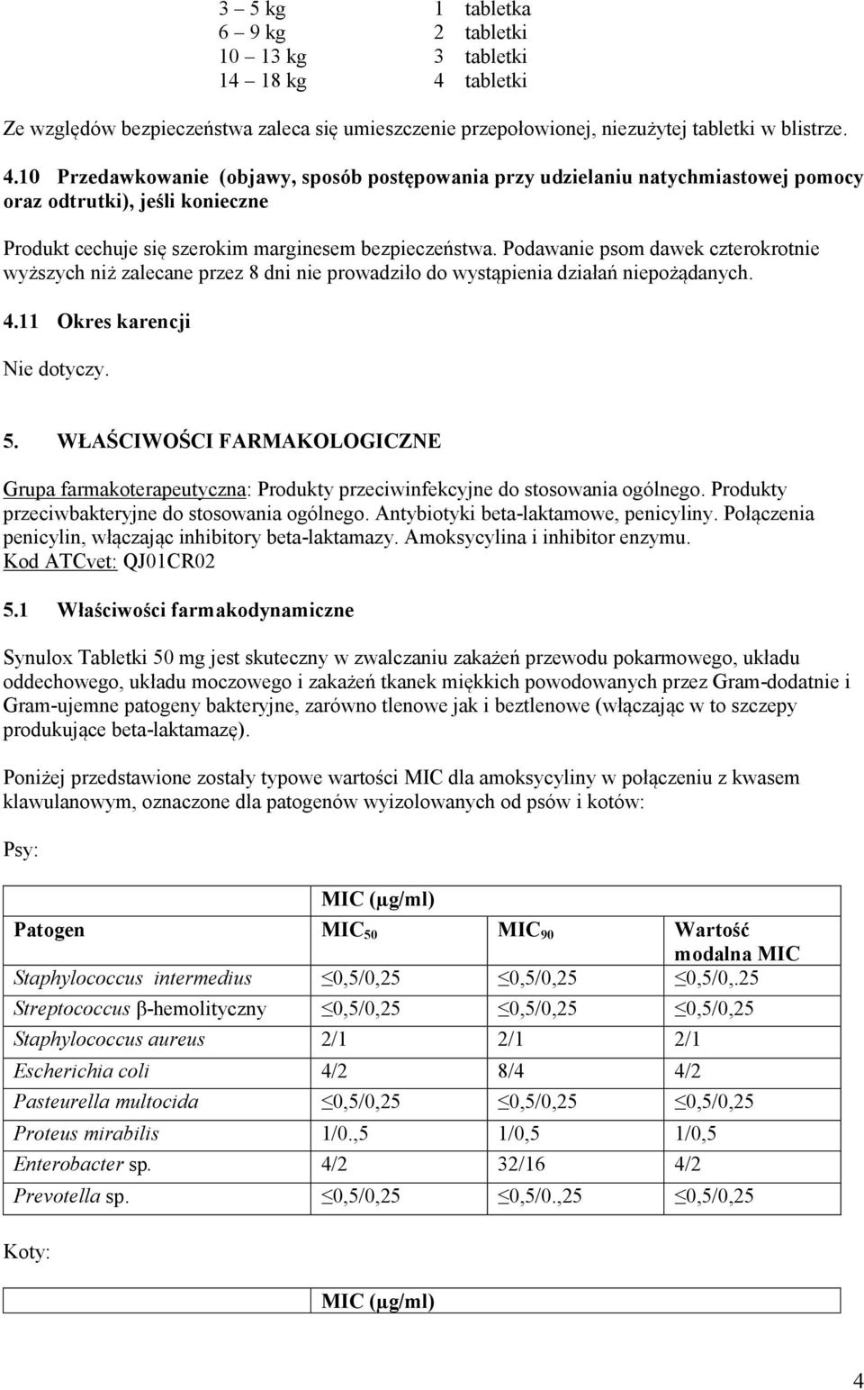 10 Przedawkowanie (objawy, sposób postępowania przy udzielaniu natychmiastowej pomocy oraz odtrutki), jeśli konieczne Produkt cechuje się szerokim marginesem bezpieczeństwa.