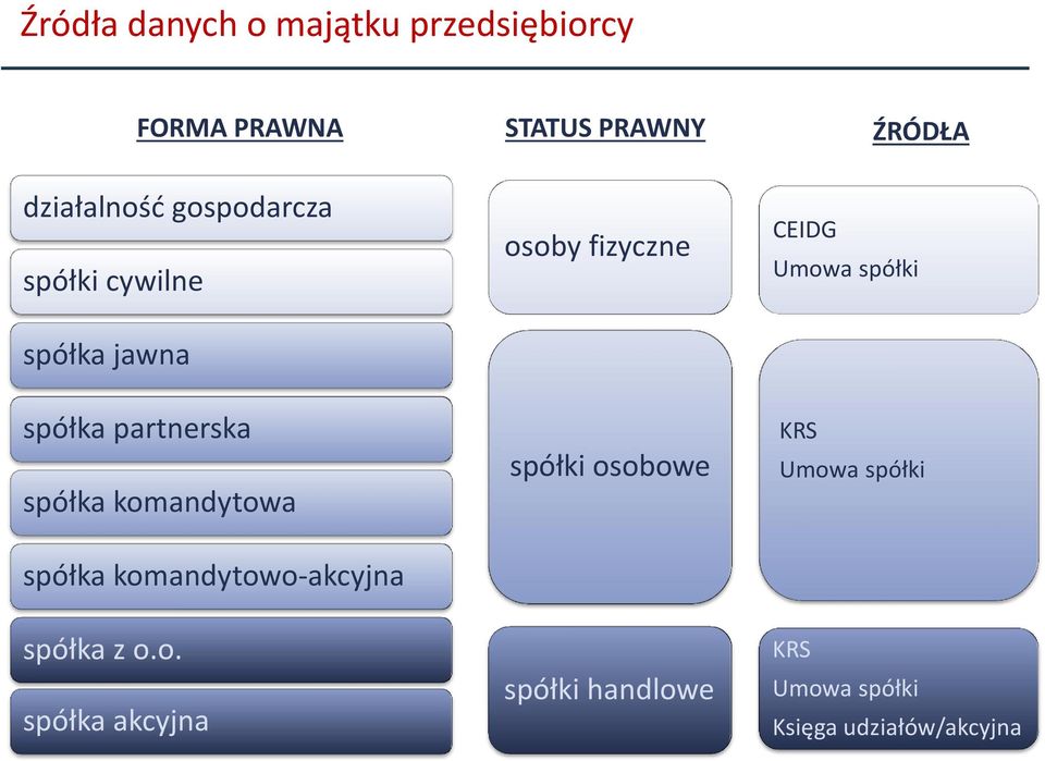 komandytowo-akcyjna spółka z o.o. spółka akcyjna osoby fizyczne spółki osobowe