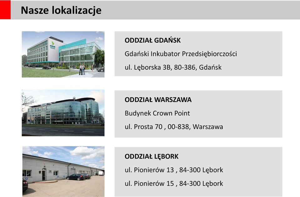 Lęborska 3B, 80-386, Gdańsk ODDZIAŁ WARSZAWA Budynek Crown