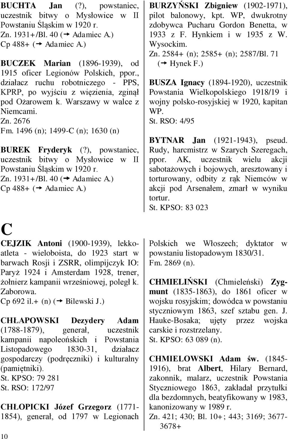 1496 (n); 1499-C (n); 1630 (n) BUREK Fryderyk (?), powstaniec, uczestnik bitwy o Mysłowice w II Powstaniu Śląskim w 1920 r. Zn. 1931+/Bl. 40 ( Adamiec A.) Cp 488+ ( Adamiec A.