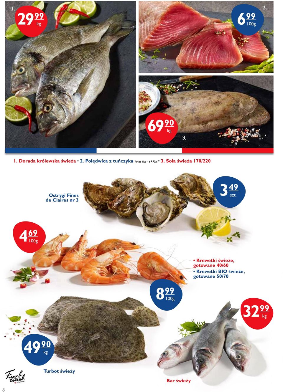 Sola świeża 170/220 Ostrygi Fines de Claires nr 3 3 49 4 69