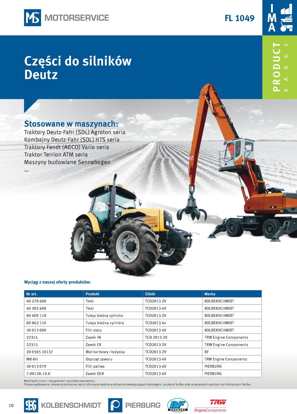 bieżna cylindra TCD2013 4v KOLBENSCHMIDT 50 013 000 Filtr oleju TCD2013 4V KOLBENSCHMIDT 22314 Zawór IN TCD 2013 2V TRW Engine Components 22315 Zawór EX TCD2013 2V TRW Engine Components