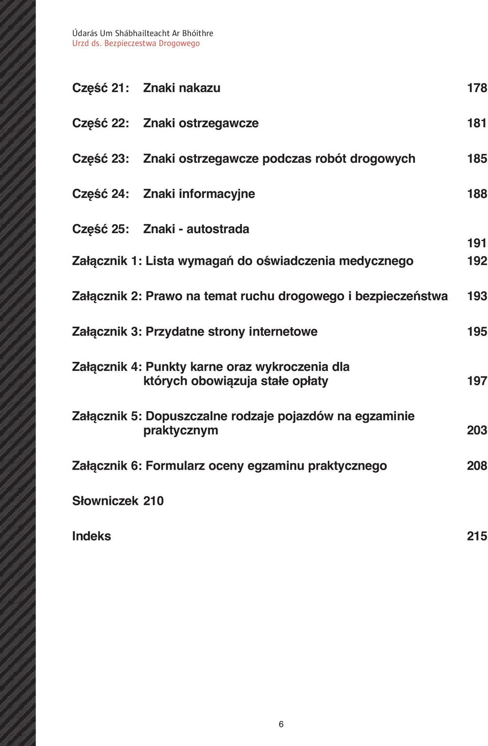 bezpieczeństwa 193 Załącznik 3: Przydatne strony internetowe 195 Załącznik 4: Punkty karne oraz wykroczenia dla których obowiązuja stałe opłaty 197