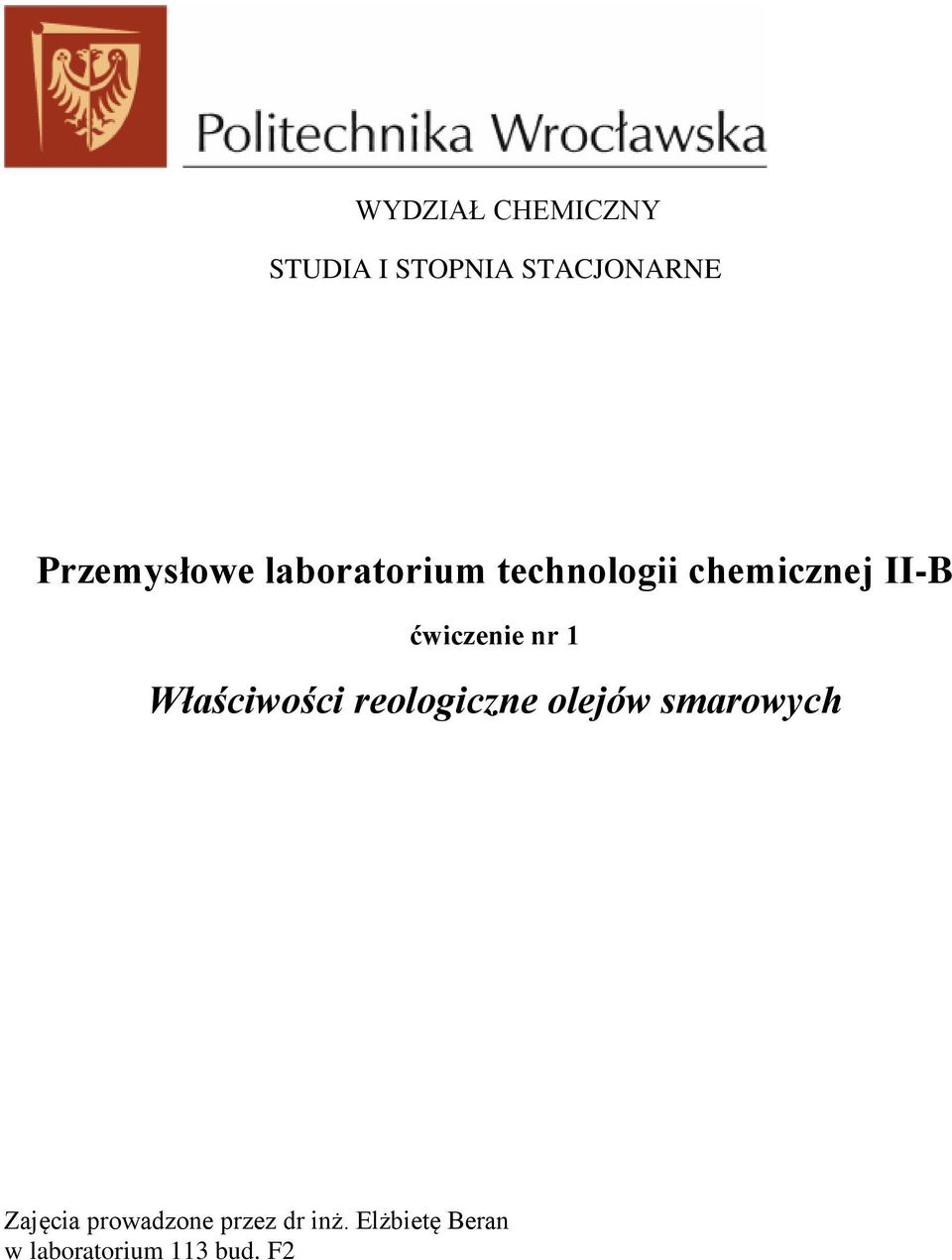 II-B ćwiczenie nr 1 Zajęcia prowadzone przez dr