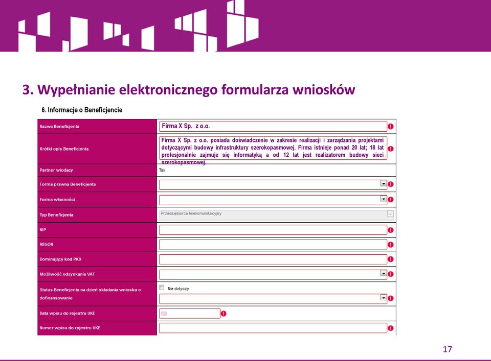 Beneficjencie Firma X Sp. z o.