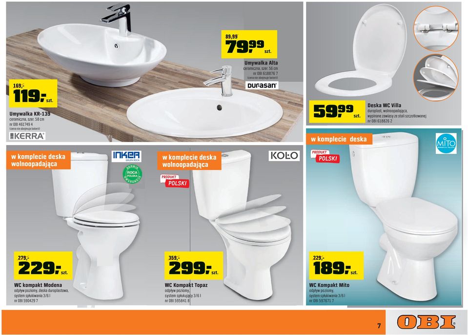 w komplecie deska Deska WC Villa duroplast, wolnoopadająca, wypinane zawiasy ze stali szczotkowanej nr OBI 618826 2 w komplecie deska wolnoopadająca w komplecie deska