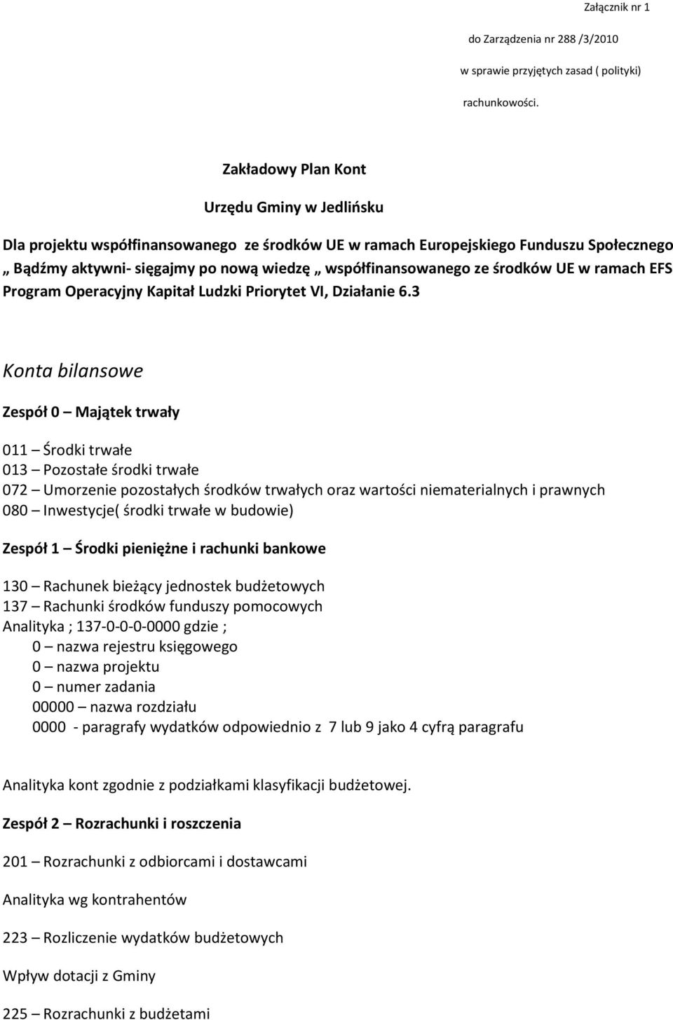 środków UE w ramach EFS Program Operacyjny Kapitał Ludzki Priorytet VI, Działanie 6.