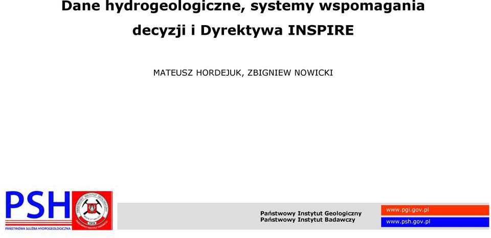 ZBIGNIEW NOWICKI Państwowy Instytut Geologiczny