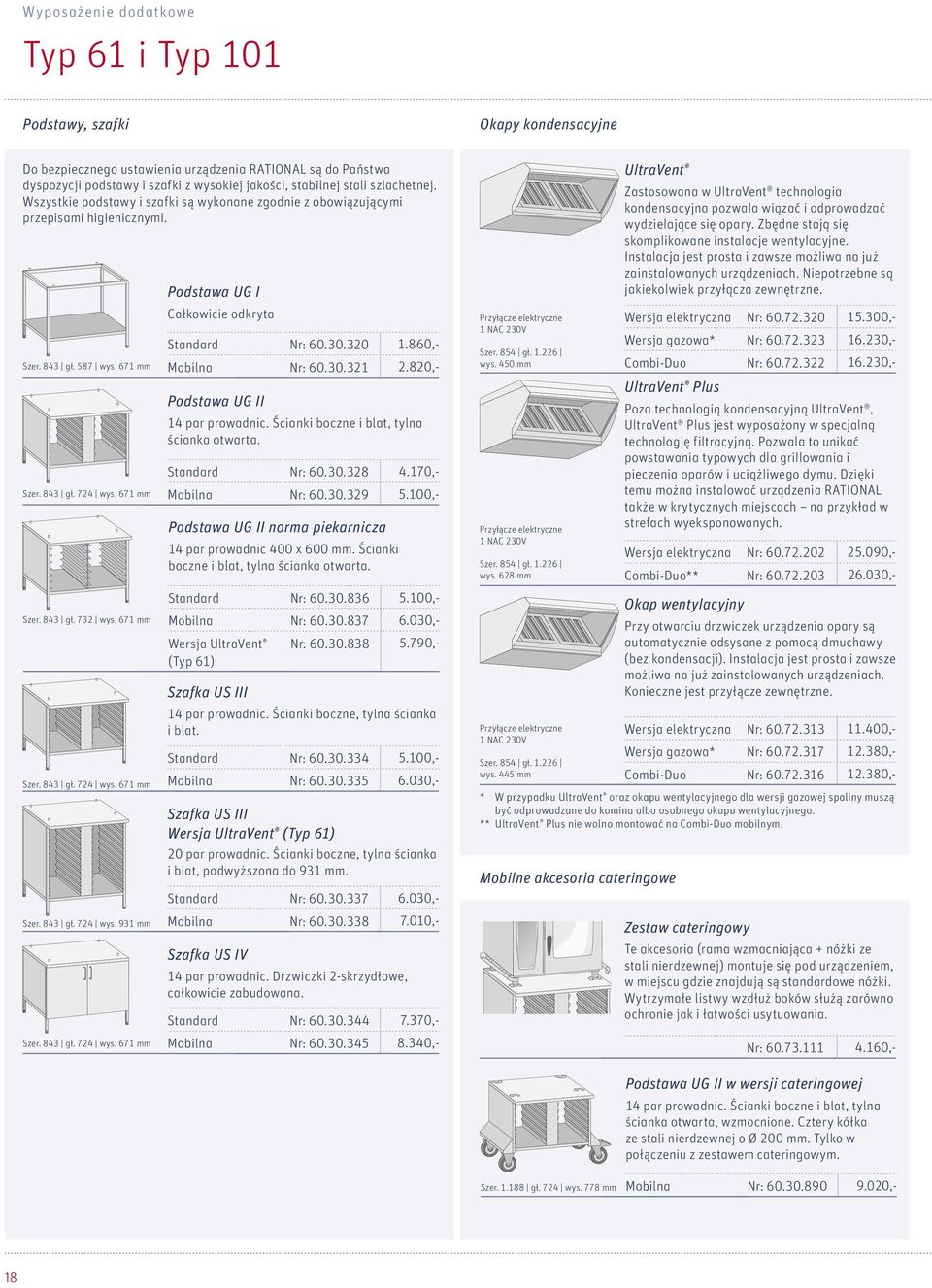 671 mm Szer. 843 gł. 724 wys. 671 mm Szer. 843 gł. 724 wys. 931 mm Szer. 843 gł. 724 wys. 671 mm Podstawa UG I Całkowicie odkryta Standard Nr: 60.30.320 Mobilna Nr: 60.30.321 Podstawa UG II 14 par prowadnic.