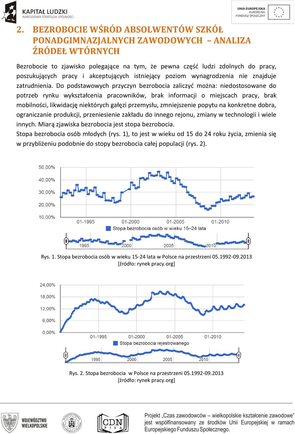 Do podstawowych przyczyn bezrobocia zaliczyć można: niedostosowane do potrzeb rynku wykształcenia pracowników, brak informacji o miejscach pracy, brak mobilności, likwidację niektórych gałęzi