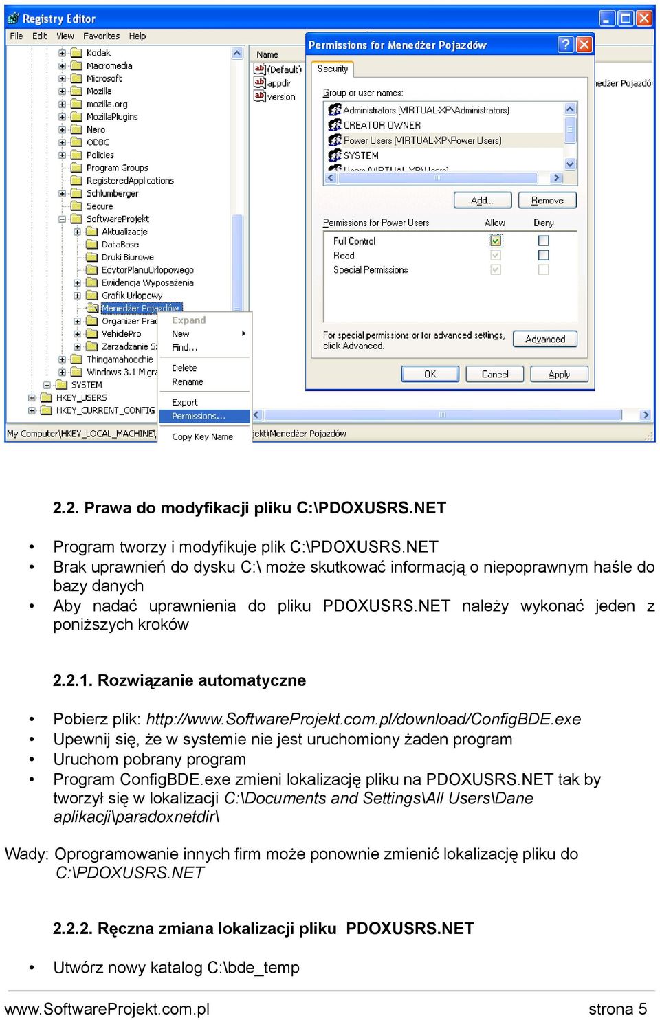 Rozwiązanie automatyczne Pobierz plik: http://www.softwareprojekt.com.pl/download/configbde.exe Upewnij się, że w systemie nie jest uruchomiony żaden program Uruchom pobrany program Program ConfigBDE.