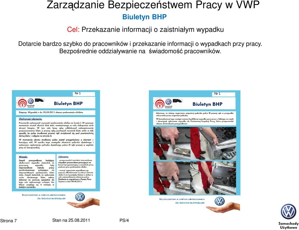 pracowników i przekazanie informacji o wypadkach