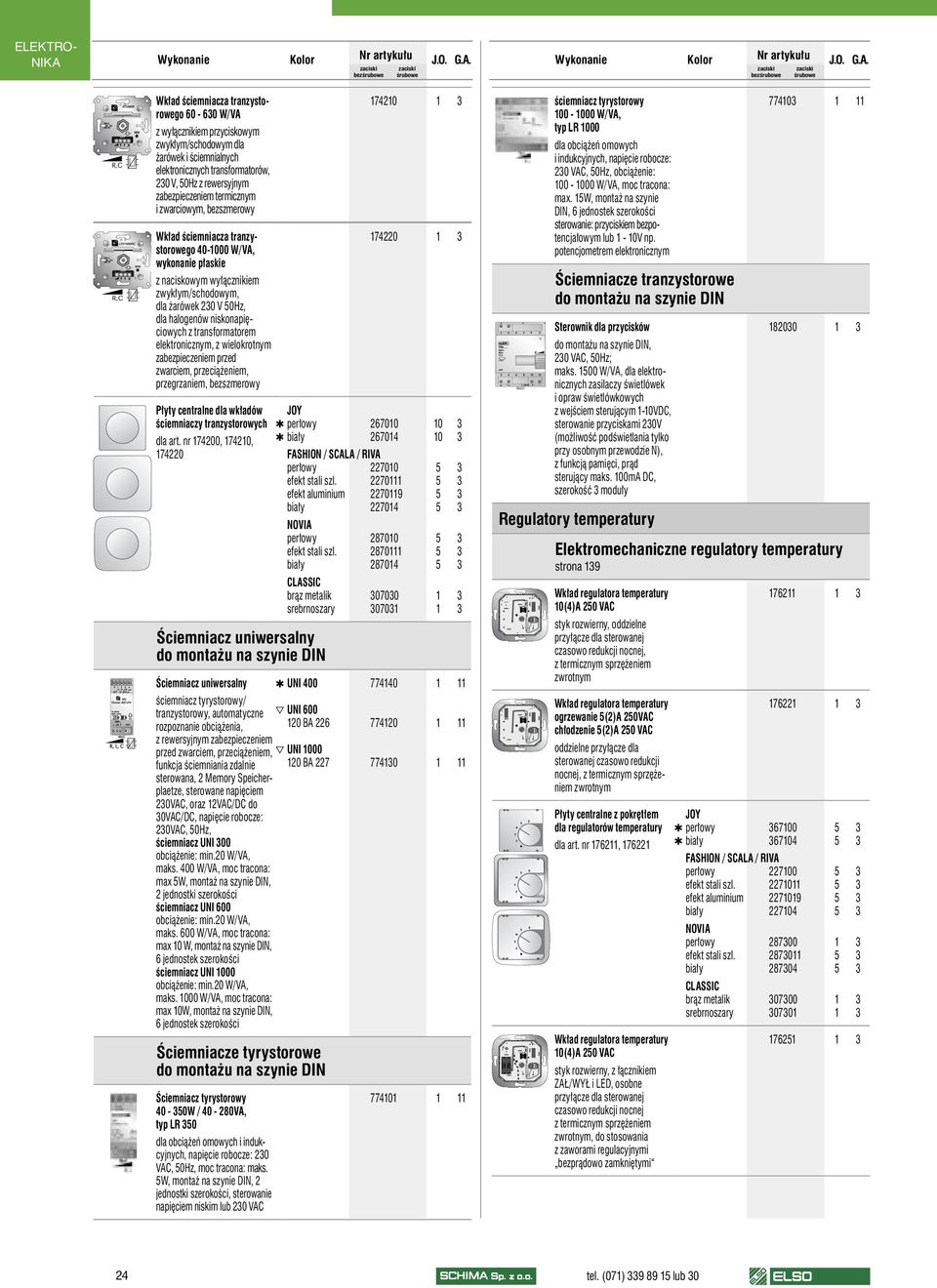halogenów niskonapięciowych z transformatorem elektronicznym, z wielokrotnym zabezpieczeniem przed zwarciem, przeciążeniem, przegrzaniem, bezszmerowy ściemniaczy tranzystorowych dla art.