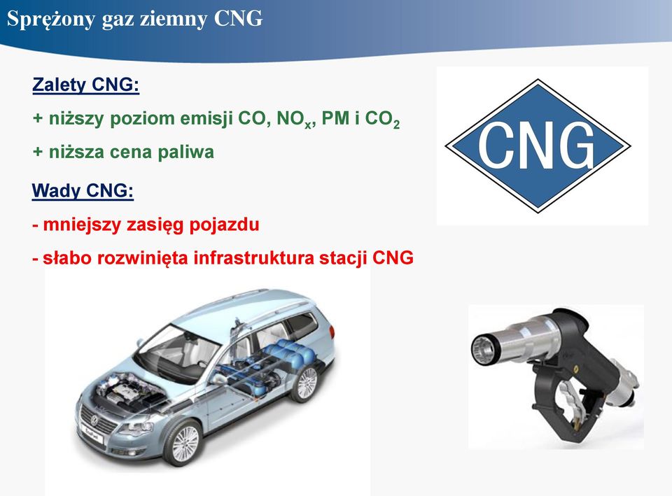 cena paliwa Wady CNG: - mniejszy zasięg