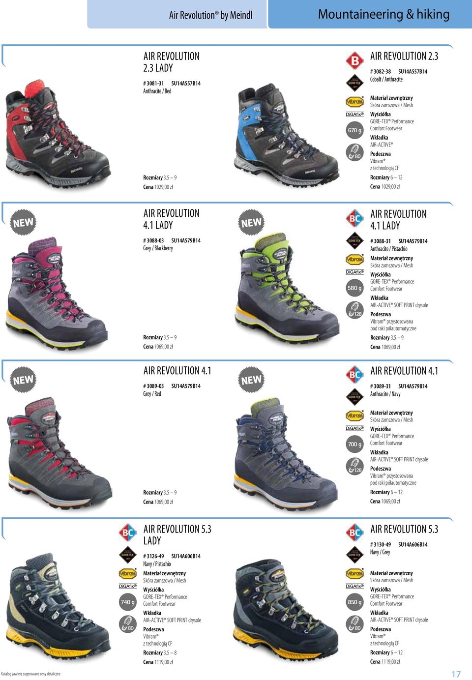 1 Lady # 3088-31 SU14A579B14 Anthracite / Pistachio zamszowa / Mesh SOFT PRINT drysole Vibram przystosowana pod raki półautomatyczne 3,5 9 Cena 1069,00 zł Air Revolution 4.