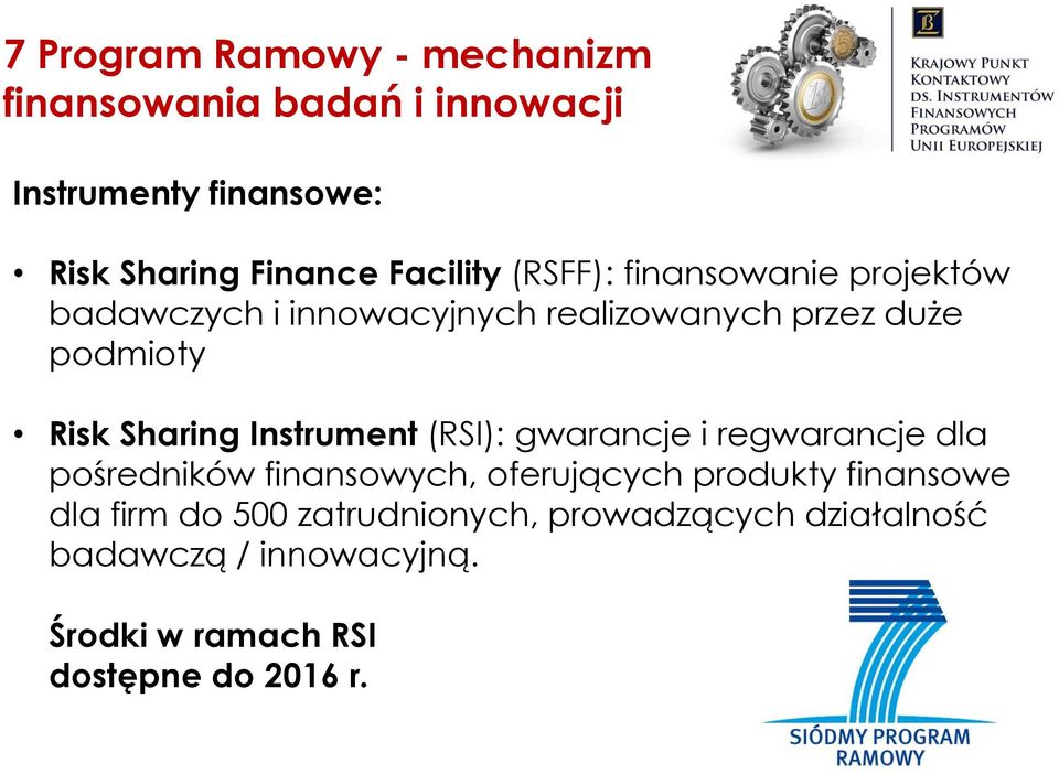 Sharing Instrument (RSI): gwarancje i regwarancje dla pośredników finansowych, oferujących produkty finansowe
