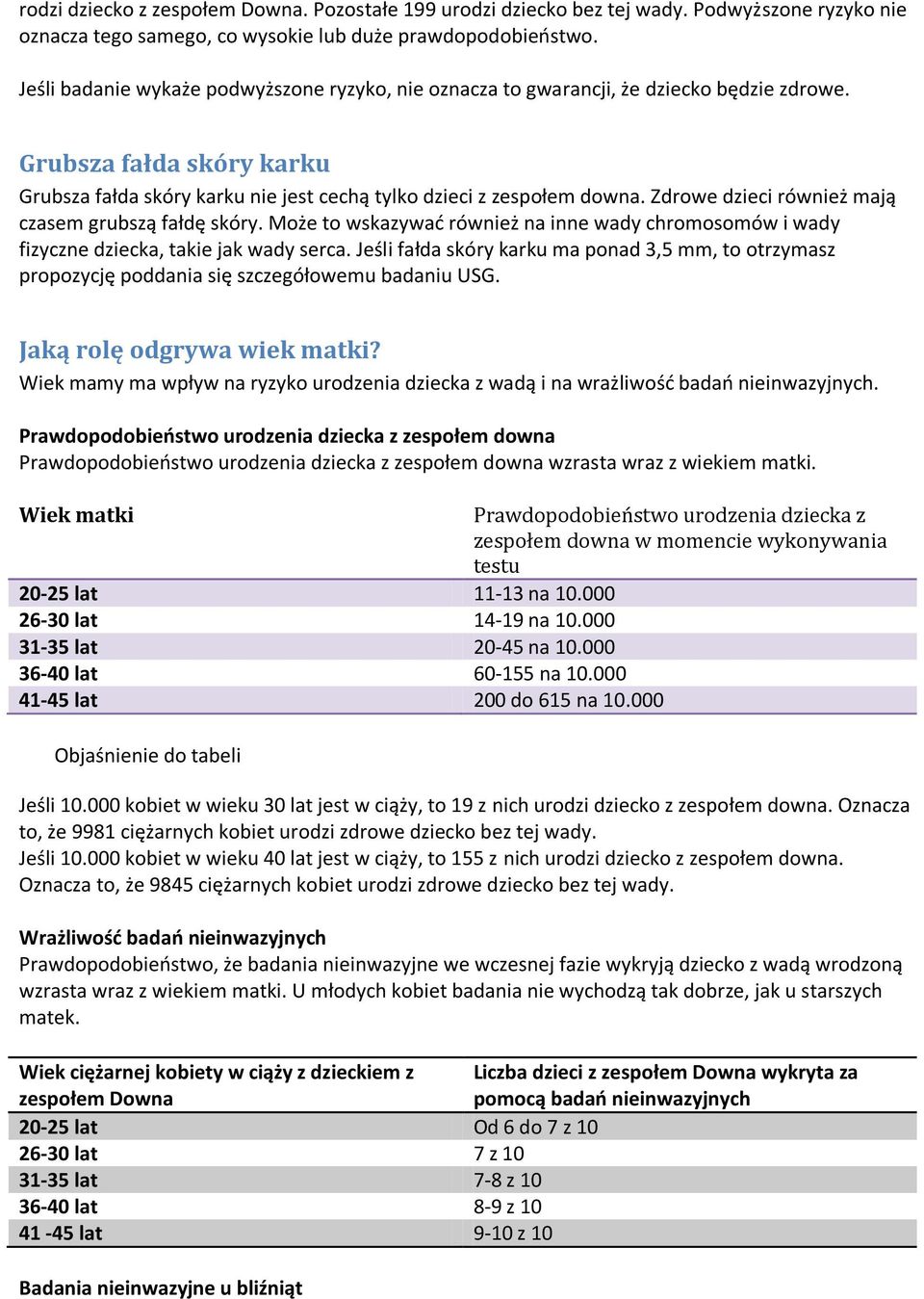 Zdrowe dzieci również mają czasem grubszą fałdę skóry. Może to wskazywad również na inne wady chromosomów i wady fizyczne dziecka, takie jak wady serca.