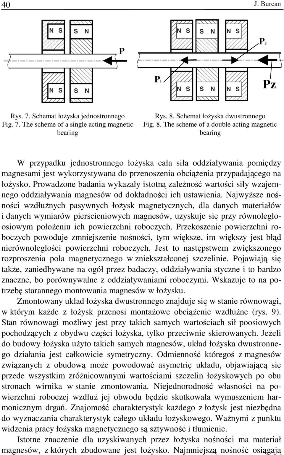 łożysko. Prowadzone badania wykazały istotną zależność wartości siły wzajemnego oddziaływania magnesów od dokładności ich ustawienia.