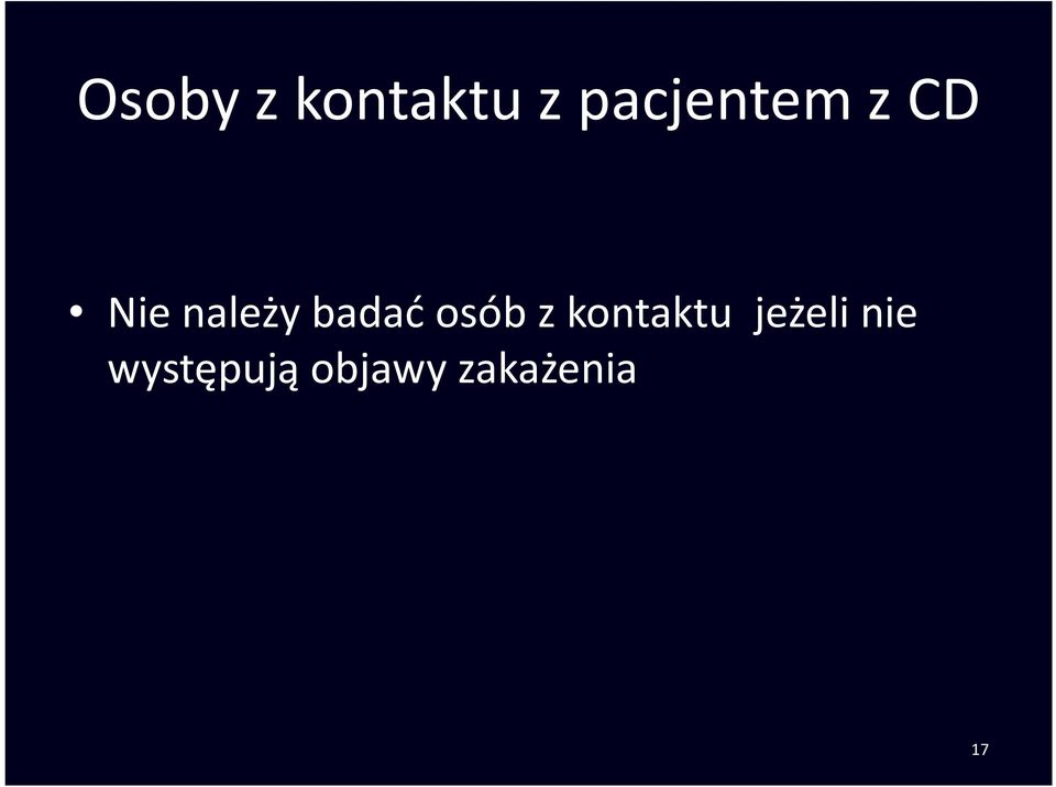 badać osób z kontaktu