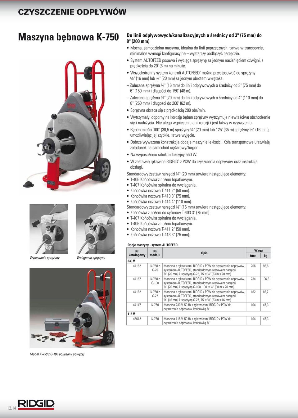 Wszechstronny system kontroli AUTOFEED można przystosować do sprężyny 5 8" (6 mm) lub 4" (20 mm) za jednym obrotem wkrętaka.