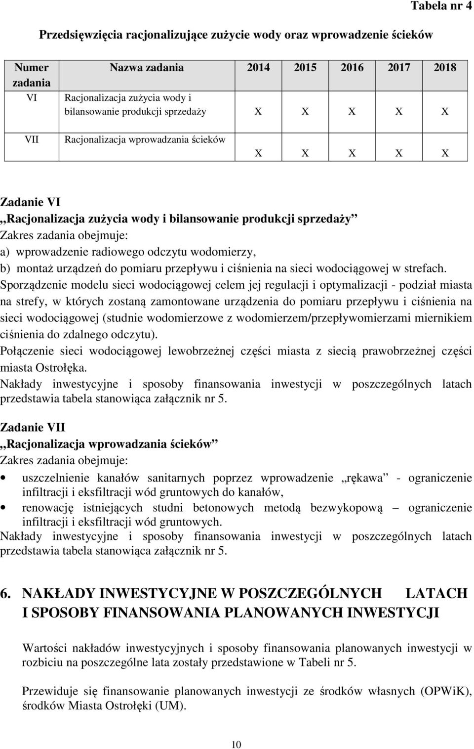 odczytu wodomierzy, b) montaż urządzeń do pomiaru przepływu i ciśnienia na sieci wodociągowej w strefach.