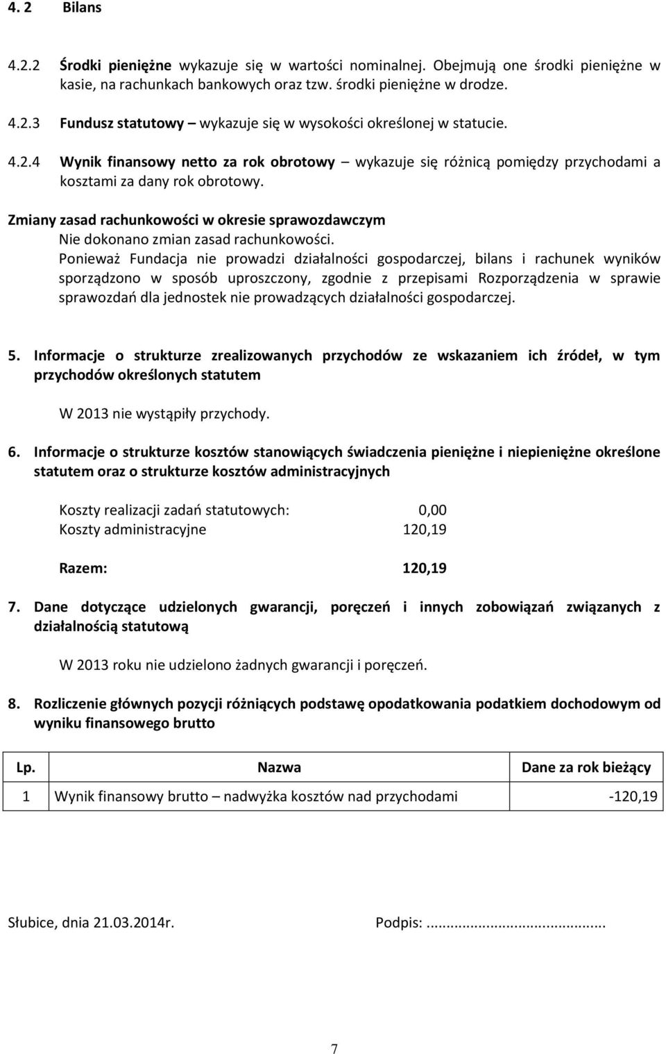 Zmiany zasad rachunkowości w okresie sprawozdawczym Nie dokonano zmian zasad rachunkowości.