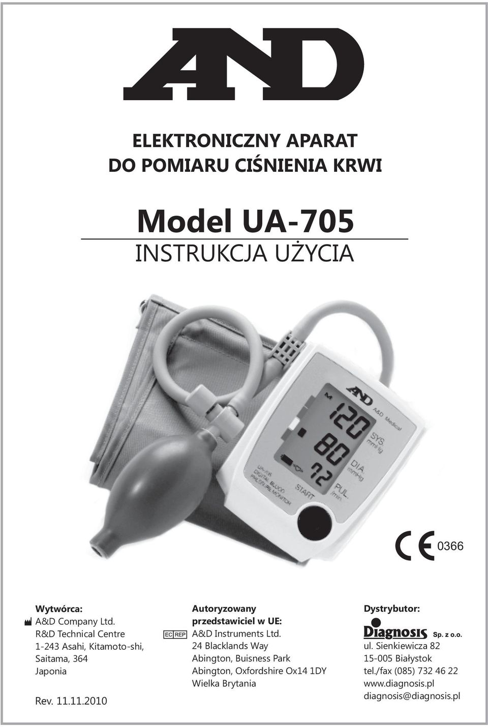 11.2010 Autoryzowany przedstawiciel w UE: A&D Instruments Ltd.