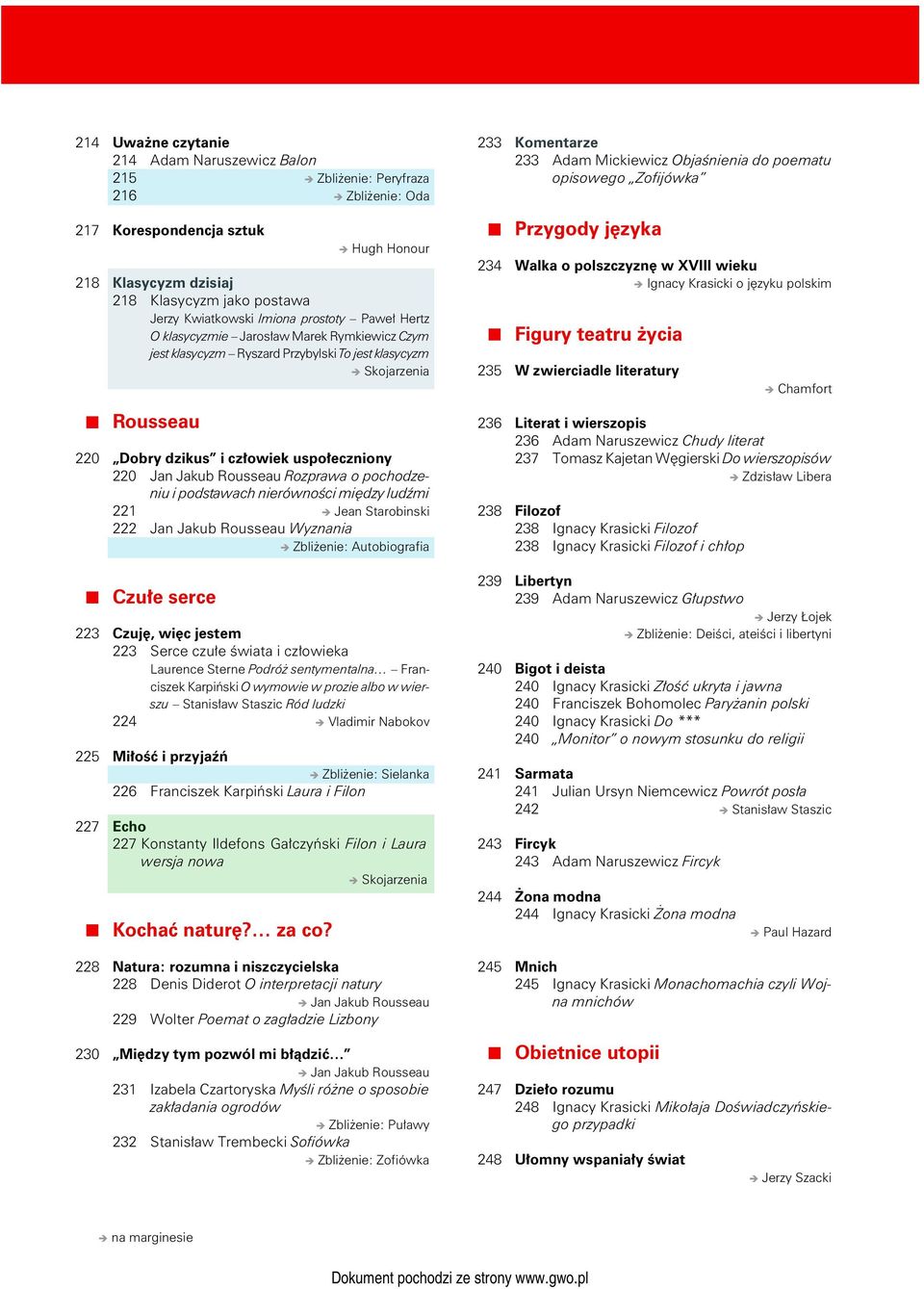 Rozprawa o pochodzeniu i podstawach nierówności między ludźmi 221 Jean Starobinski 222 Jan Jakub Rousseau Wyznania Zbliżenie: Autobiografia Czułe serce 223 Czuję, więc jestem 223 Serce czułe świata i