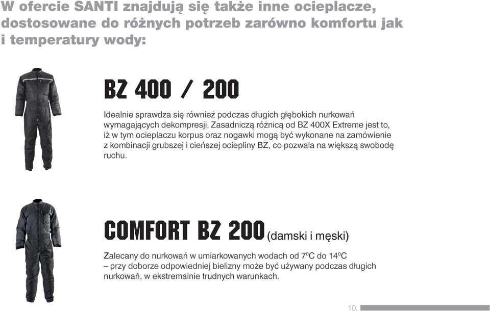 Zasadniczą różnicą od BZ 400X Extreme jest to, iż w tym ocieplaczu korpus oraz nogawki mogą być wykonane na zamówienie z kombinacji grubszej i cieńszej