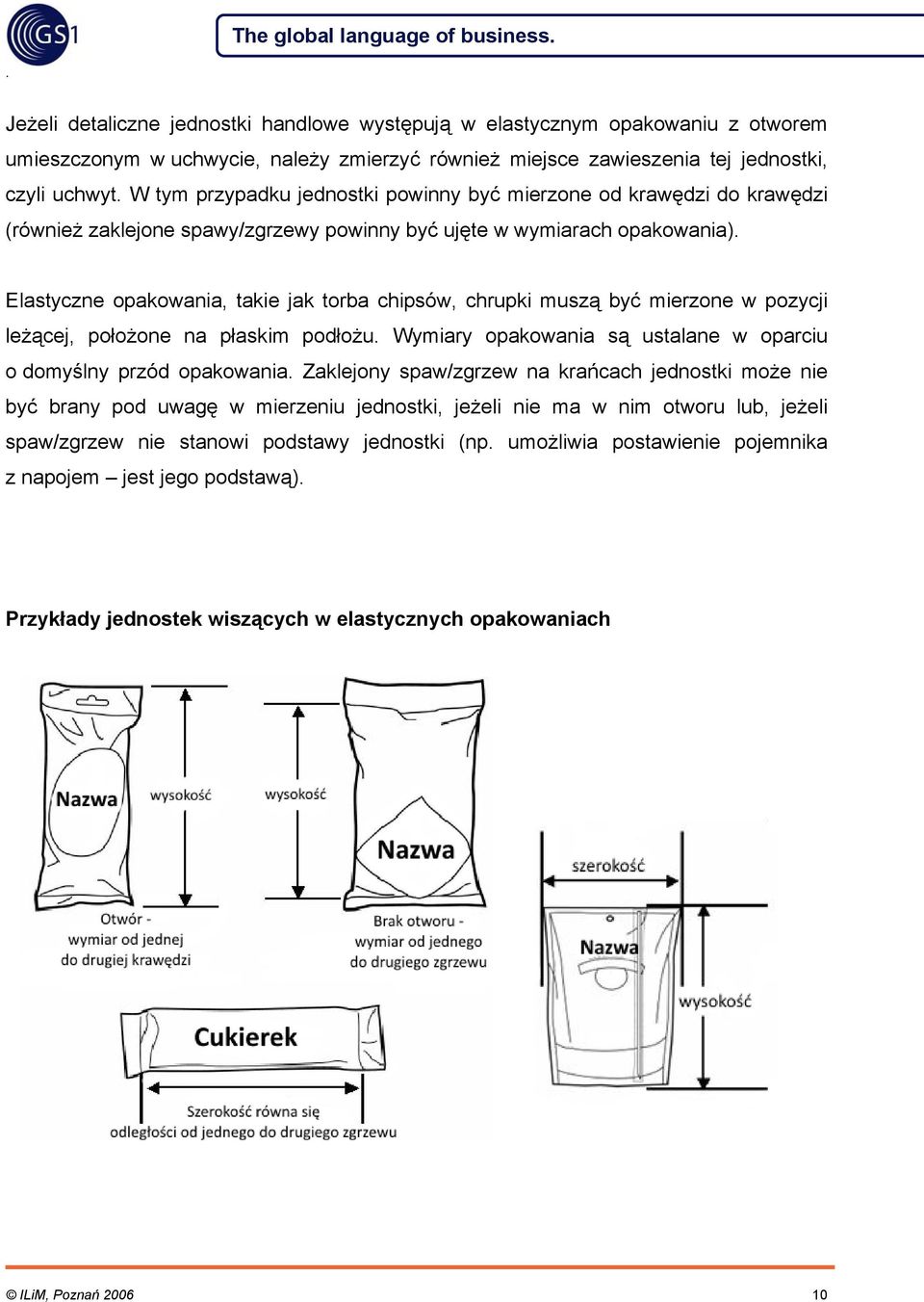 chipsów, chrupki muszą być mierzone w pozycji leżącej, położone na płaskim podłożu Wymiary opakowania są ustalane w oparciu o domyślny przód opakowania Zaklejony spaw/zgrzew na krańcach jednostki