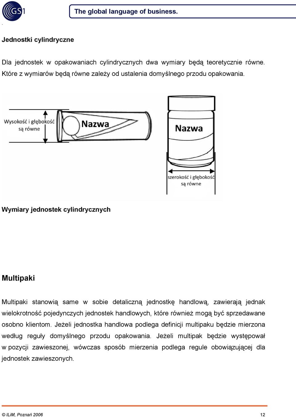 pojedynczych jednostek handlowych, które również mogą być sprzedawane osobno klientom Jeżeli jednostka handlowa podlega definicji multipaku będzie mierzona według reguły