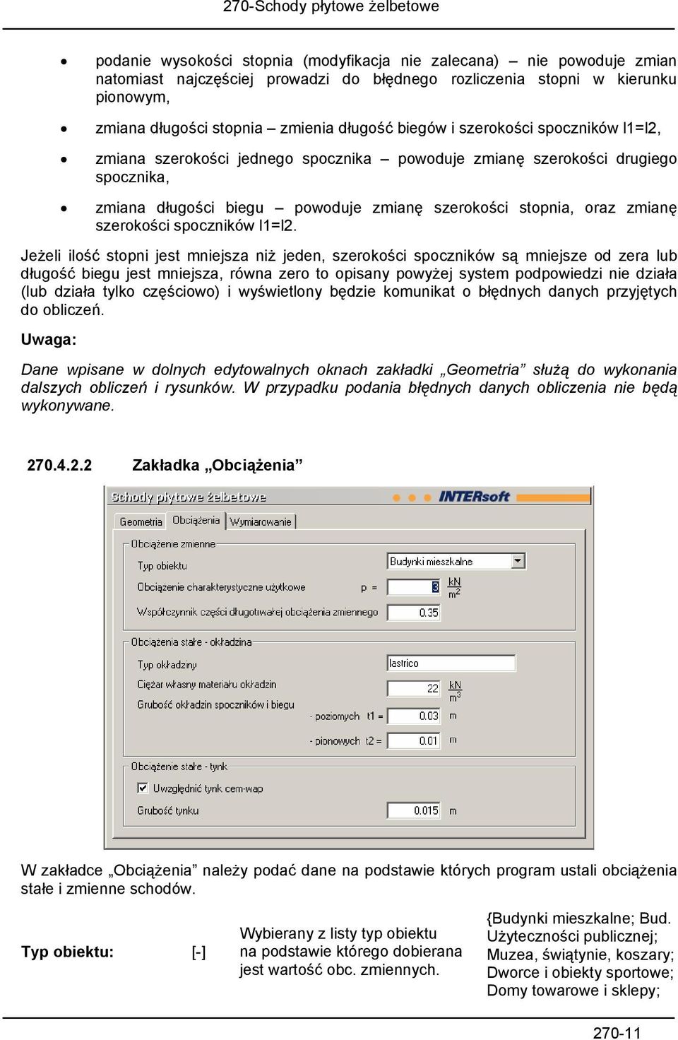 szerokości spoczników l1=l2.