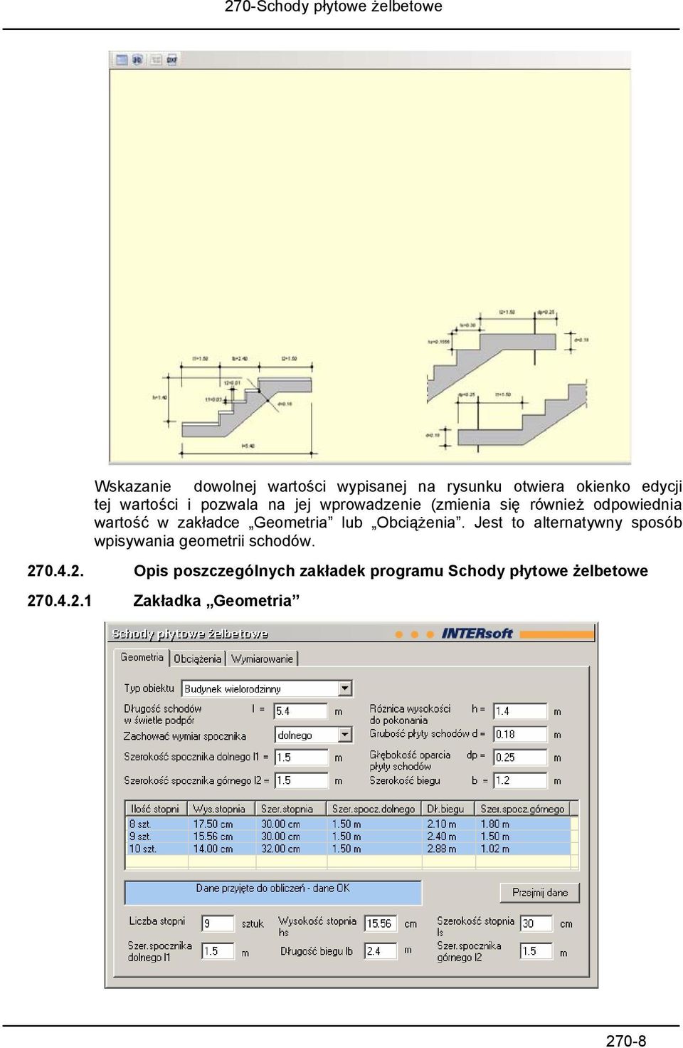 lub Obciążenia. Jest to alternatywny sposób wpisywania geometrii schodów. 27