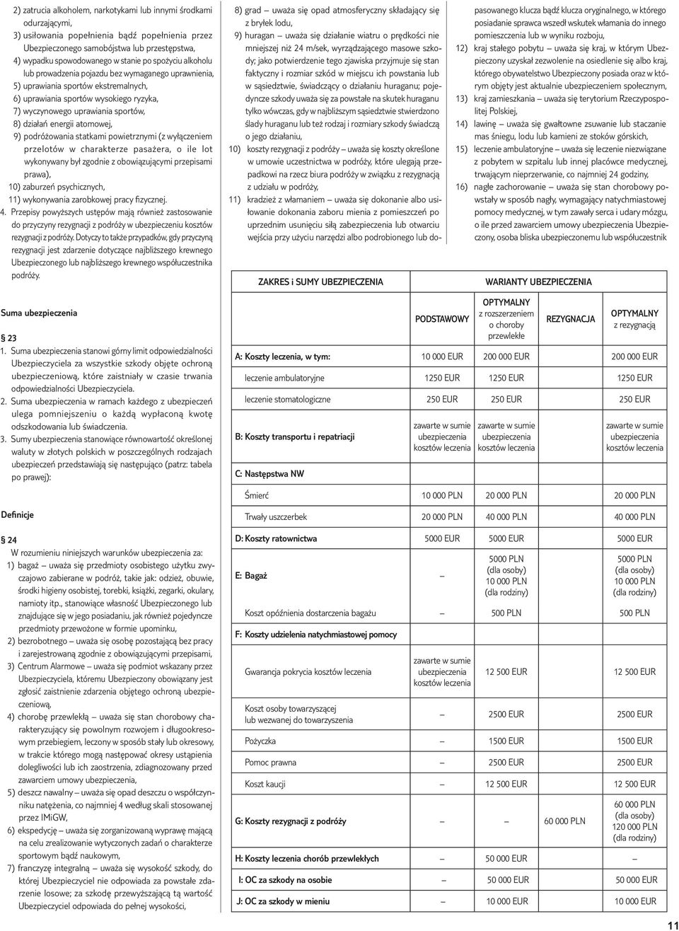 energii atomowej, 9) podróżowania statkami powietrznymi (z wyłączeniem przelotów w charakterze pasażera, o ile lot wykonywany był zgodnie z obowiązującymi przepisami prawa), 10) zaburzeń