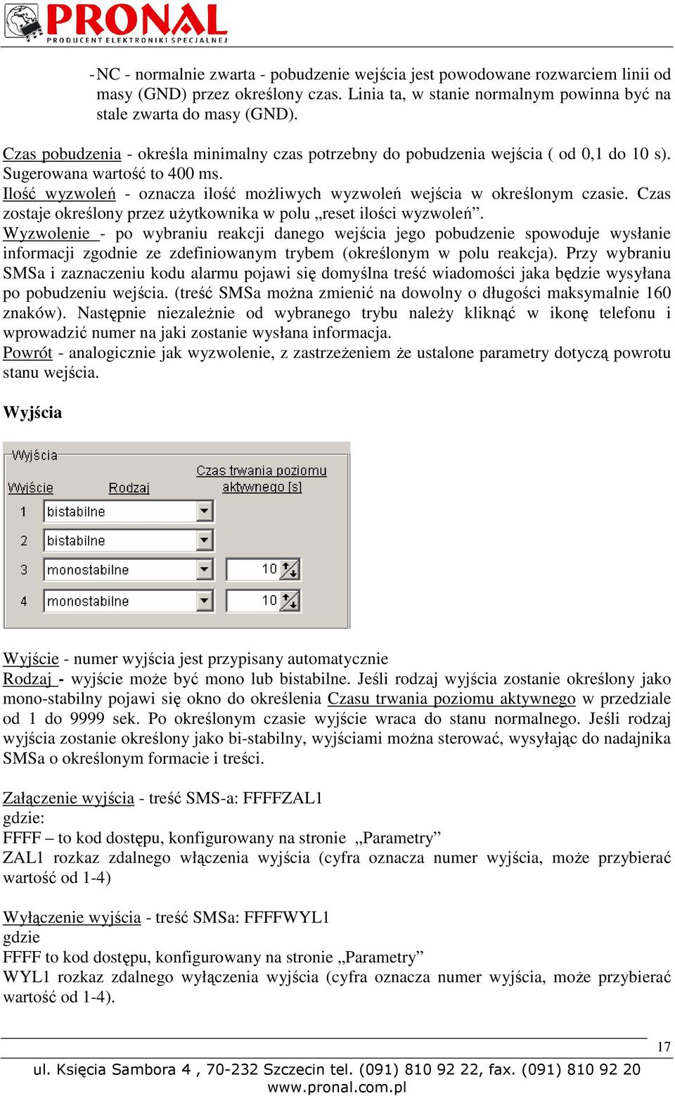 Czas zostaje określony przez użytkownika w polu reset ilości wyzwoleń.